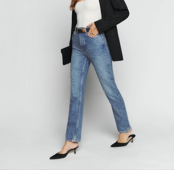 Reformation Cynthia High Rise Straight Jeans in Colorado size 24 NWT - Picture 2 of 13
